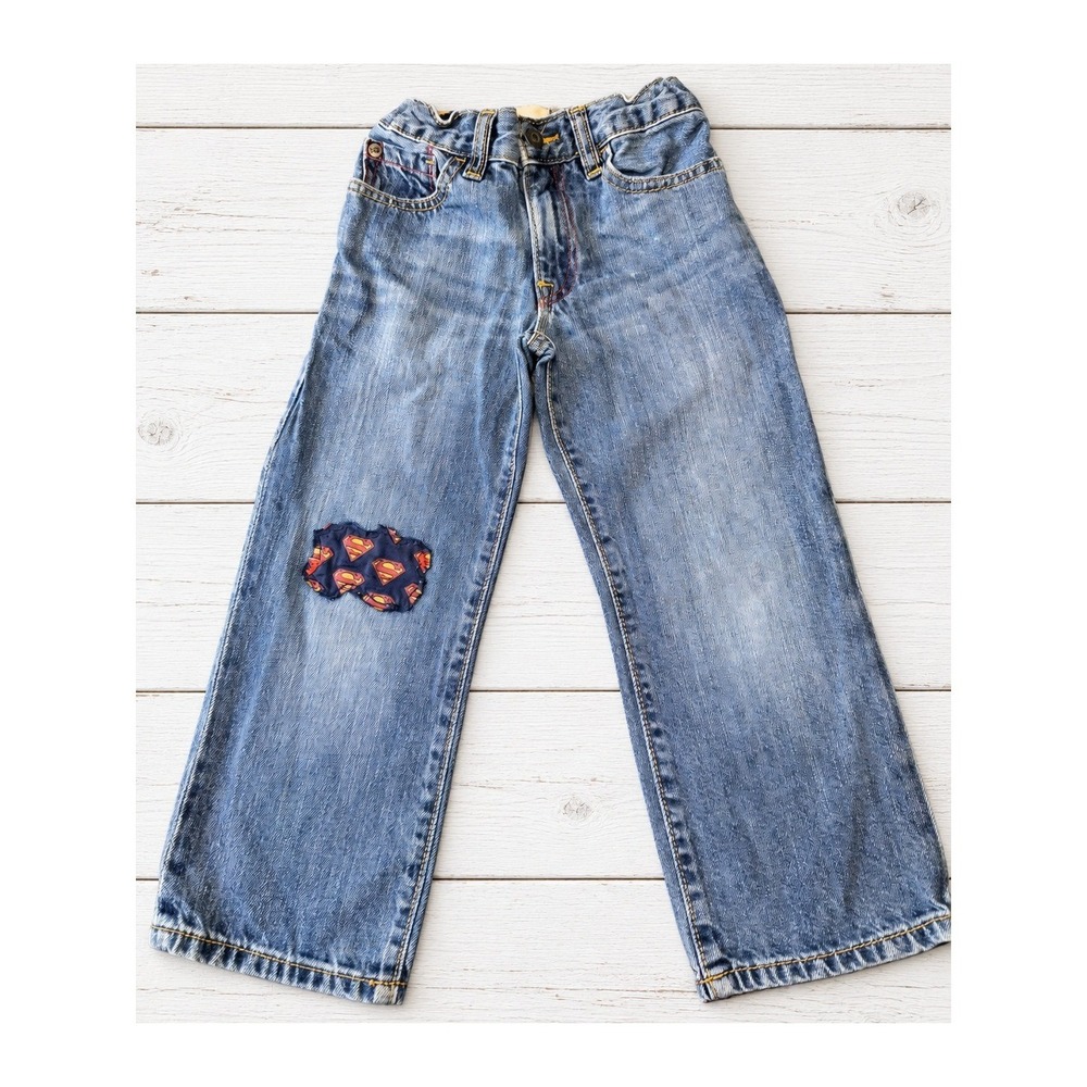 Baby Gap Jeans DC Comics Superman Patch Relaxed Straight Leg Denim Blue 4T